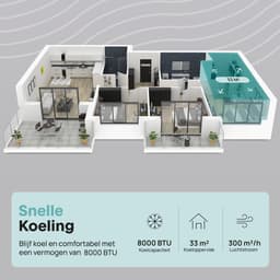 SereneLife Mobiele Airco - 9000 BTU - Portable Air Conditioner met WiFi - 3-in-1 Airconditioner met Afstandsbediening - Inclusief Raamafdichting — thumbnail 4