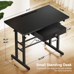 GTPLAYER - Hoogteverstelbaar Bureau - Met Lades en Rollen 80x50 cm - Wit — thumbnail 2