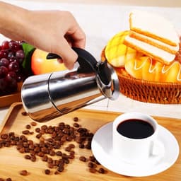 Dailygoody - Roestvrij staal Moka Pot - Koffiezetapparaat - Ergonomisch handvat - 100ml - Duurzaam ontwerp - Geschikt voor thuis en kantoor - Mokka Pot — thumbnail 4