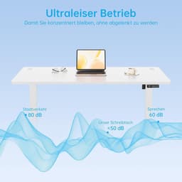 Elektrisch in hoogte verstelbaar ergonomisch zit-sta-bureau 160x60 cm | Computerbureau voor thuiskantoor, geheugenfunctie, verstelbare poten, 100 kg draagvermogen, wit — thumbnail 4