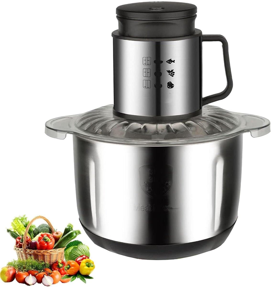 Elektrische Mini Hakmolen - Keukenmachine Blender - Efficiënt Koken - 6 Dubbele Messen - 5 Liter Kom - Zilver — afbeelding 1