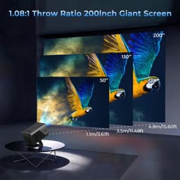 4K Smart Projector - Buitenbeamer - Home Theater - Android 14 - Wifi 6 - Bluetooth 5.4 - Native Full HD 1080P - Autofocus - Auto Keystone Correctie - 2000 ANSI Lumen - 180° Draaibaar - Geschikt voor Films, Gaming en Presentaties — thumbnail 4
