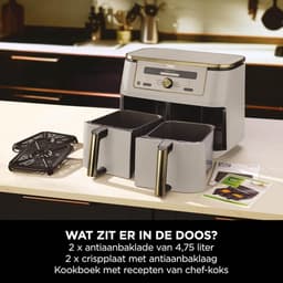 Airfryer Dubbele Bak 9,5L – 6-in-1 Heteluchtfriteuse – 2 Lades – 2470W – Vaatwasserbestendig — thumbnail 4
