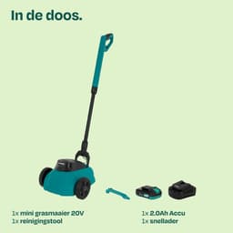 VONROC Mini Elektrische Grasmaaier 20V – 22 cm – Maaien en mulchen in één - Drie instelbare maaihoogtes: 30mm, 40mm, 50mm –- Incl. reinigingstool - incl. 2.0Ah Accu en snellader — thumbnail 5