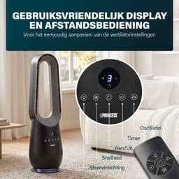 Princess Bladloze Torenventilator - 70 W - Met Afstandsbediening - Bladeless Fan - LED‑display - 4 Snelheden - Oscillerend - 351590 — thumbnail 2
