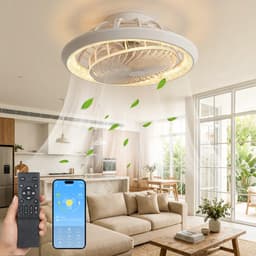MUPOO Moderne plafondventilator met lamp 49 cm - stille LED plafondventilator met verlichting -app & afstandsbediening - dimbaar - 6 snelheden - 360° luchtcirculatie - slaapkamer woonkamer - — thumbnail 1