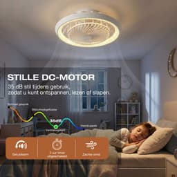 MUPOO Moderne plafondventilator met lamp 49 cm - stille LED plafondventilator met verlichting -app & afstandsbediening - dimbaar - 6 snelheden - 360° luchtcirculatie - slaapkamer woonkamer - — thumbnail 5