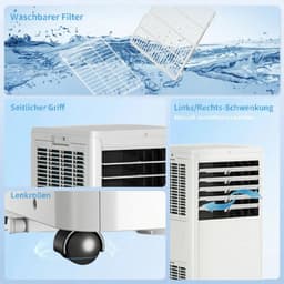 4-in-1 Mobiele Airco - Draagbare Airconditioner - 4-in-1 Koelen, Ontvochtiger, Ventilator & Slaapstand - 7000 BTU - voor 20-30 m² - met Afstandsbediening & Timer - 55 dB - Wit — thumbnail 5