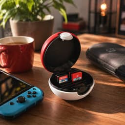 Nintendo Switch Game Card Houder Pokeball - Opbergdoos Voor 12 Games - Game Cartridge Case - Gaming Accessoire Voor Nintendo Switch & Switch OLED - Compact Opbergsysteem Met Kliksluiting - Cadeau Voor Gamers - Rood Wit Zwart — thumbnail 2