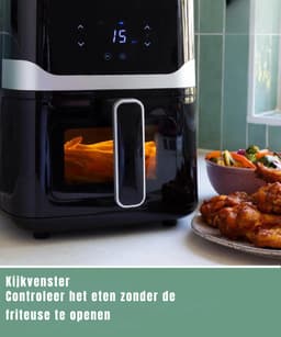 YOR® Mini Airfryer - Kleine Friteuse - Frituese - met Tefloncoating - 2,5L- Zwart - 32cm x 25cm x 31cm; 3 kg — thumbnail 7