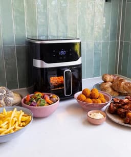 YOR® Mini Airfryer - Kleine Friteuse - Frituese - met Tefloncoating - 2,5L- Zwart - 32cm x 25cm x 31cm; 3 kg — thumbnail 9
