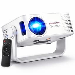 Setano Mini Beamer – WiFi & Bluetooth – Incl. Afstandsbediening – Ideaal voor WK 2026 – 4K Support – Beamer – Voor iOS & Android – Draagbaar & Compact – Thuisbioscoop – Wit — thumbnail 1