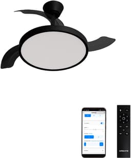 CREATE - Plafondventilator 40W stil met intrekbare bladen met licht - Ø91cm - Zwart - WIFI + fstandsbediening - WIND CLEAR STUDIO — thumbnail 1