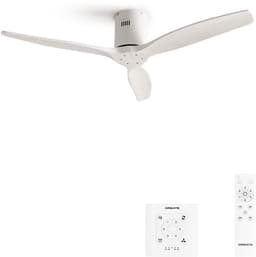 CREATE - Plafondventilator 40W silent Ø132 cm - Met Verlichting drie temperaturen - Met Wandregelaar - Met Afstandsbediening - 6 Snelheden - Timer - Zomer/Winter functie - Wit - WIND CALM — thumbnail 1