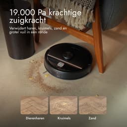 Bloomfold Robotstofzuiger met Dweilfunctie & Leegstation - 19.000Pa Zuigkracht – LiDAR Navigatie - 180 minuten - Slimme AI Robot Stofzuiger - Geschikt voor Huisdierhaar — thumbnail 3