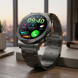 Zyon Wear Hydra - Smartwatch - 1.39 Inch HD Display - Uniek Design - Zwarte Metalen & Siliconen Bandje — thumbnail 2