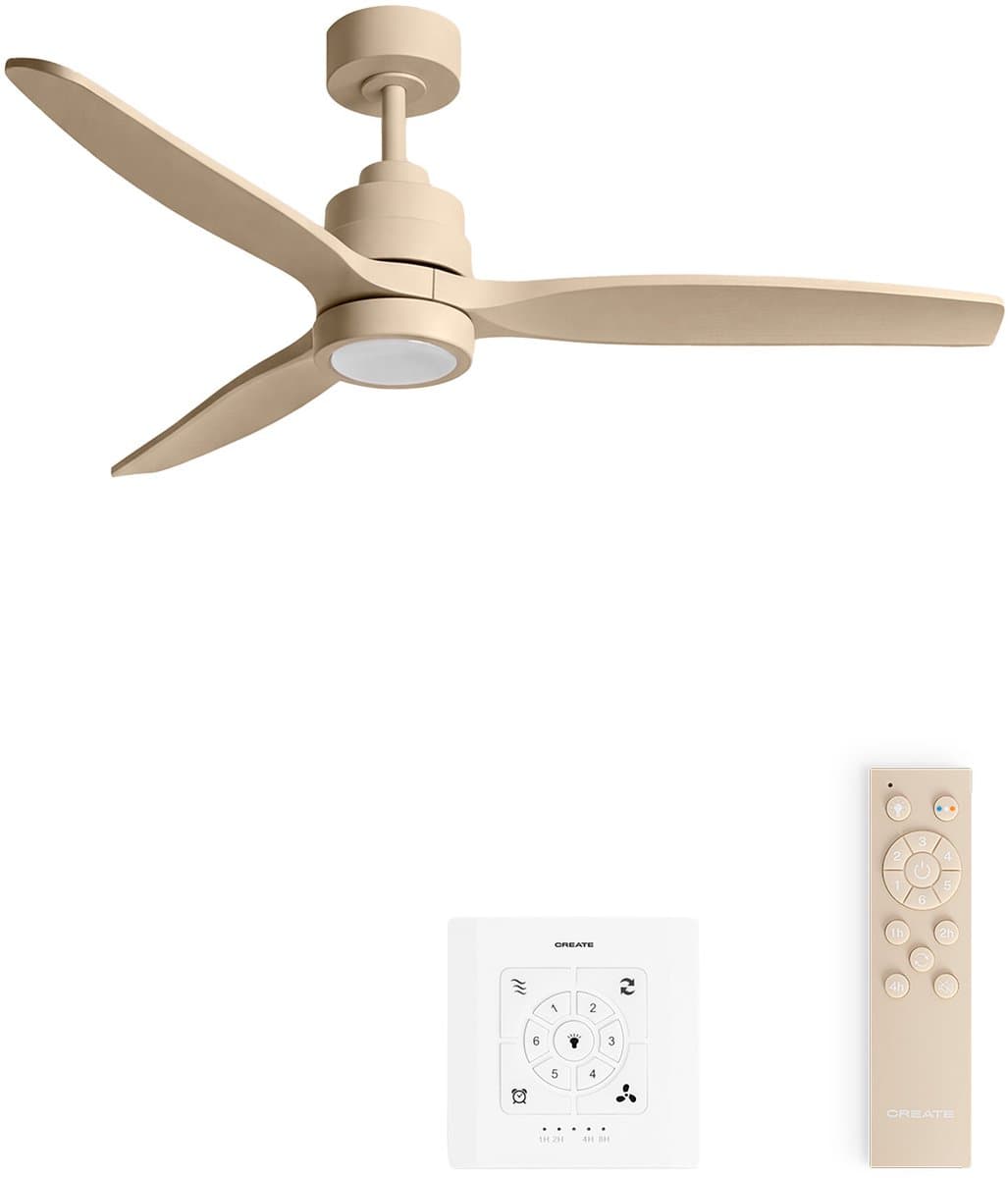 CREATE - Stille plafondventilator van 40 W met technische ABS-bladen, verkrijgbaar in verschillende maten - M - Met licht - Controller voor wandmontage - WIND STYLANCE — afbeelding 1