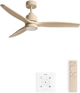 CREATE - Stille plafondventilator van 40 W met technische ABS-bladen, verkrijgbaar in verschillende maten - M - Met licht - Controller voor wandmontage - WIND STYLANCE — thumbnail 1