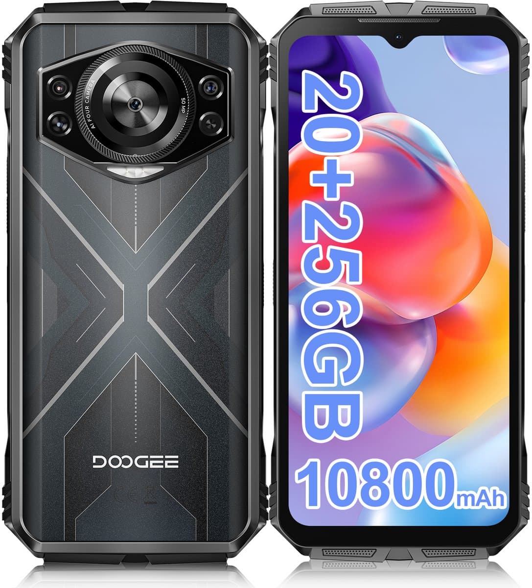 DOOGEE S Cyber - Robuuste smartphone - Smartphone - 20 GB RAM + 256 GB ROM (2 TB/TF) - 10800 mAh - 6,58" FHD+ 90 Hz-scherm - 50 MP AI-camera - IP68/IP69K waterdicht en schokbestendig - Android 14 - NFC & OTG - Zilver — afbeelding 1