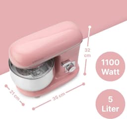 QUOVO® Mixer met mengkom - Mixer - Mixer met mengkom keukenmachine - Roze - 21cm x 35cm x 32cm; 4.5kg — thumbnail 4