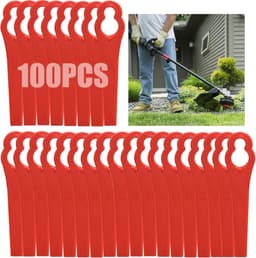 Sander Shop 100 stuks kunststof grastrimmermessen, draadloze strimmer-messen 83 mm grasmaaier snijbladen tuinmaaier vervangende messen voor Terratek Einhell grasstrimmer-rood — thumbnail 1