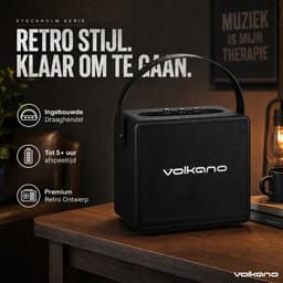 Volkano Bluetooth Speaker Stockholm - Retro Speaker - Muziek Box - Vintage Speaker - Bluetooth - TWS - Bass en Treble regelbaar — thumbnail 5