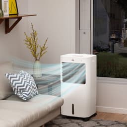 Mobiele Airco - Luchtkoeler 3-in-1 – Ventilator – Luchtbevochtiger – Verdampingskoeler – 15L Tank – 600m³/h Luchtstroom – LED Display – 60° Oscillatie – Woonkamer & Slaapkamer – 32x37x74 cm – 1 Stuk – Wit — thumbnail 4