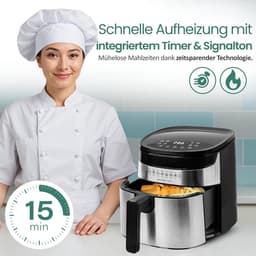 Digitale Airfryer - Heteluchtfriteuse XL - Gezond Frituren - 8 Programma's - 4.5 Liter - Zwart Zilver — thumbnail 2
