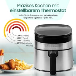 Digitale Airfryer - Heteluchtfriteuse XL - Gezond Frituren - 8 Programma's - 4.5 Liter - Zwart Zilver — thumbnail 3