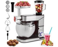Keukenmachine - Mixer Deegklopper - Allerlei Bereidingen - Krachtige Planetaire Beweging - 12 Liter Kom - Zilver