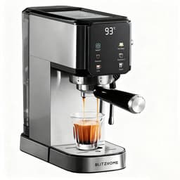 BlitzHome CM5105 Halfautomatische Espressomachine 20 Bar 1350W Touchscreen Tassenwarmer 1L Waterreservoir Zilver — thumbnail 1