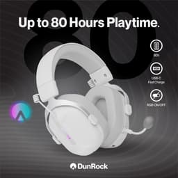 DunRock GG Draadloze Gaming Headset – 2.4GHz + Bluetooth + Kabel – Virtual 7.1 Surround Sound – 80U Batterij – Detachable Microfoon – Wit — thumbnail 3