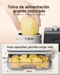 Automatische groentesnijder - Keukenmachine wafel - Creatieve maaltijden maken - Direct snijsysteem - 38 Kilogram - Zilver — thumbnail 3