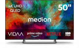MEDION 125.7 cm 50" QLED Ultra HD TV Smart TV Dolby Vision HDR Dolby Atmos VIDA Store Prime Video Disney+ DAZN HbbTV PVR Bluetooth HD+, MD850602 — thumbnail 1