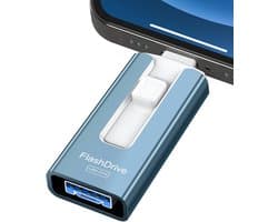 256GB USB-C/Lightning/USB 3.0 Flashdrive voor Telefoon en Tablet - Snelle Datatransfer en Externe Opslag