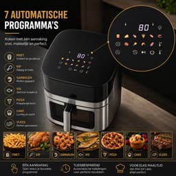 Royal Swiss® Airfryer XL 8L – Heteluchtfriteuse – Air Fryer 1500W – Touchscreen Frituurtoestel PFAS-vrij – Grijs — thumbnail 3
