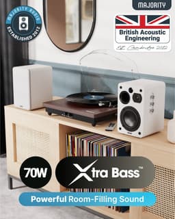 Majority D70X Active Bookshelf Speakers - Bluetooth - 70W RMS - Stereo - Ingebouwde Mid-woofer - Wit — thumbnail 5