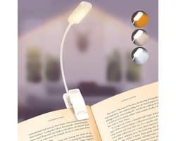 Sander Shop 9 LED Clip op Boek Licht, 3 Eye-Protecting Modes Flexibele Leeslamp Boek Lamp (Warm&Cool Wit Licht) -Traploos Dimmen, Oplaadbaar, Lange Batterijlevensduur, 4-Level Power Indicator
