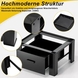 Wasmachine Onderstel - Verhoger Droger - Hygiënisch Werken - Met Opbergruimte - 62.5 x 54.5 x 32.5 cm - Zwart — thumbnail 4