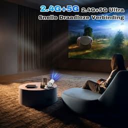 Aourow Mini Beamer 720P HD - Compacte LED Projector met WiFi 5G en Bluetooth 5.2 - Automatische Focus - 100 inch Scherm - Wit — thumbnail 4