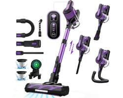 Grenintol V870 Steelstofzuiger - Snoerloze Stofzuiger met Accu - Draadloos Steelstofzuiger - 60000Pa Krachtige Zuigkracht - 350W Borstelloze Motor - 1.6L Grote Stofbak - HEPA Filter - LED Verlichting - Voor Dierenharen & Harde Vloeren - Paars