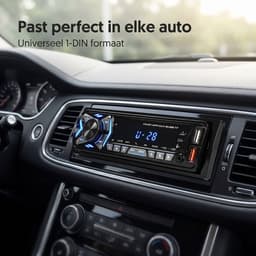 Autoradio met Bluetooth voor alle auto's - USB, AUX en Handsfree - Afstandsbediening - Verlicht - Enkel DIN Auto Radio met Ingebouwde Microfoon — thumbnail 5