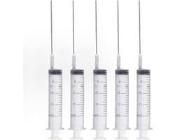 Efficiënte inktinjectie printers voor PP en roestvrij staal - 5x 20 ml spuiten met 5x 10 cm platte naalden voor precisie en gebruiksgemak