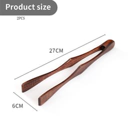 2 stuks - Houten broodklemmen - Voedselklemmen - Barbecue tang - voedselklem van hout - Houten toastklemmen - Geschikt voor keukens en grills - 27x6cm - Geschikt voor koken grillen brood steak salades fruit airfryers augurken snacks enz — thumbnail 2