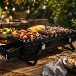 2 in 1 compact BBQ zwart - GrillMaster Compact Series - BBQ Grill & Roker - Zwart - Ruimtebesparend - Verstelbare Ventilatie - Draagbaar — thumbnail 3