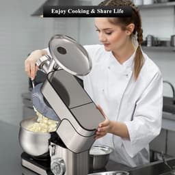 Keukenmachine - Multifunctionele mixer - Bakken en koken - Planetaire mengbeweging - 12 liter kom - Zilver — thumbnail 4