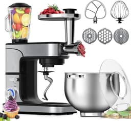 Keukenmachine - Multifunctionele mixer - Bakken en koken - Planetaire mengbeweging - 12 liter kom - Zilver — thumbnail 1