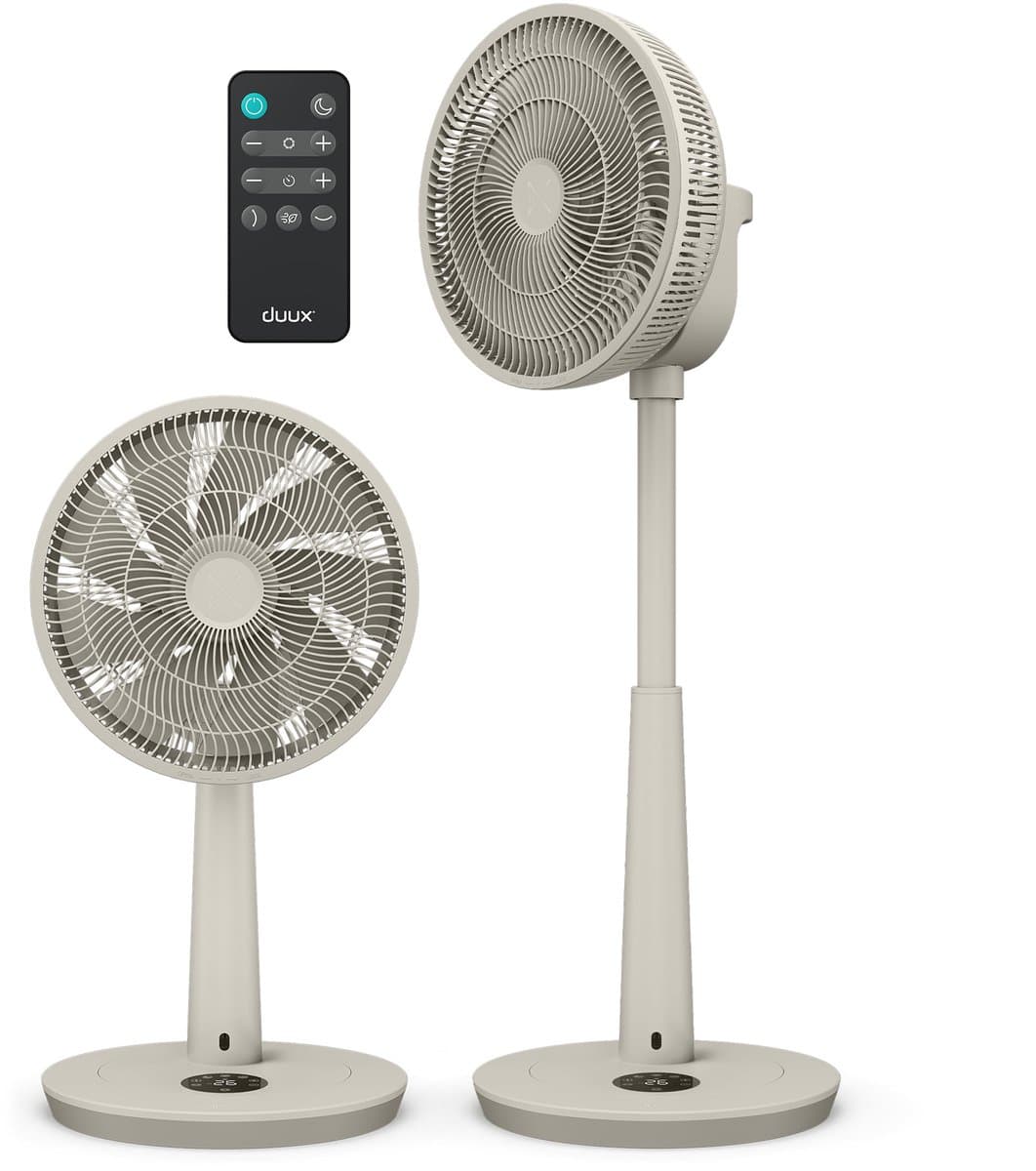 Duux Whisper 3 Statiefventilator - Zuinige Ventilator met 26 snelheden, Timer en Nachtmodus - In hoogte verstelbaar (73-95cm) - Horizontale + verticale oscillatie - Greige — afbeelding 1