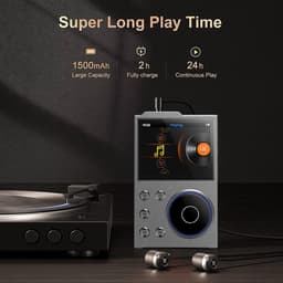 HiFi MP3-speler met Bluetooth, Lossless DSD DAC (FLAC), High-Resolution muziekspeler, draagbare audiospeler met 16 GB geheugenkaart, ondersteunt tot 256 GB, 2,4 inch — thumbnail 5