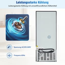 Gutent-Minikoelkast - 106L totaal - 60L koel en 46L vries - 7 temperaturen - LED-verlichting - Zilver en Zwart — thumbnail 14